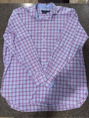 Polo Ralph Lauren Purple Plaid Button Down Shirt Men XLT Long Sleeve Classic Fit